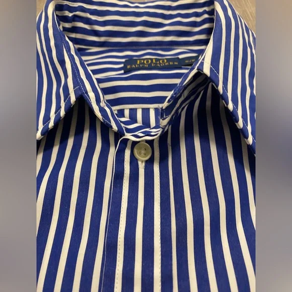 Polo Ralph Lauren Blue Pinstripe Long Sleeve Long Shirt Dress Size S - Picture 5 of 11